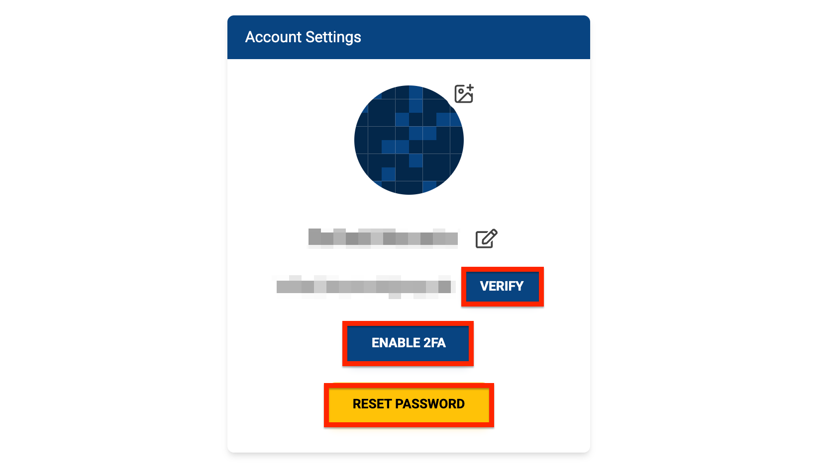 Account Settings Options