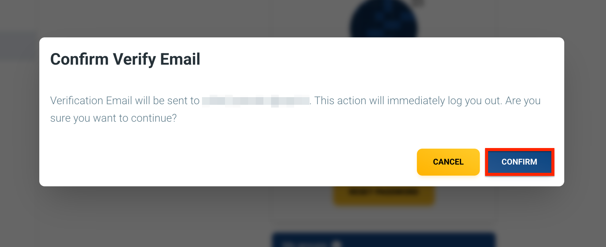 Verify Email Popup