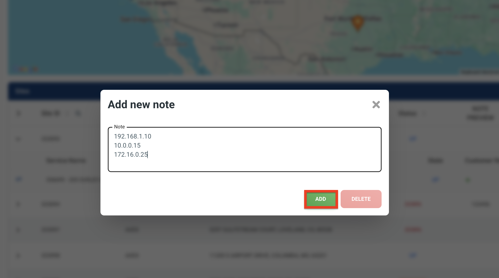 WiLine SD-WAN Adding a new note