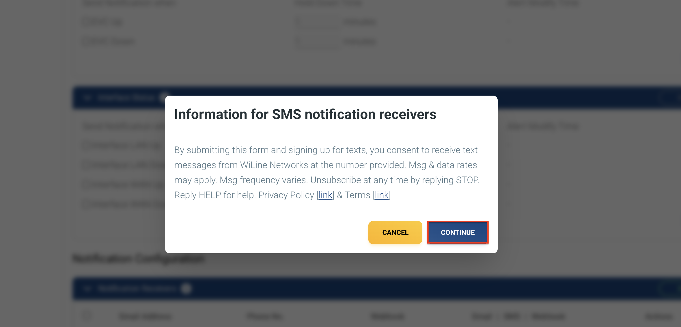 Configuración del Receptor de Notificaciones