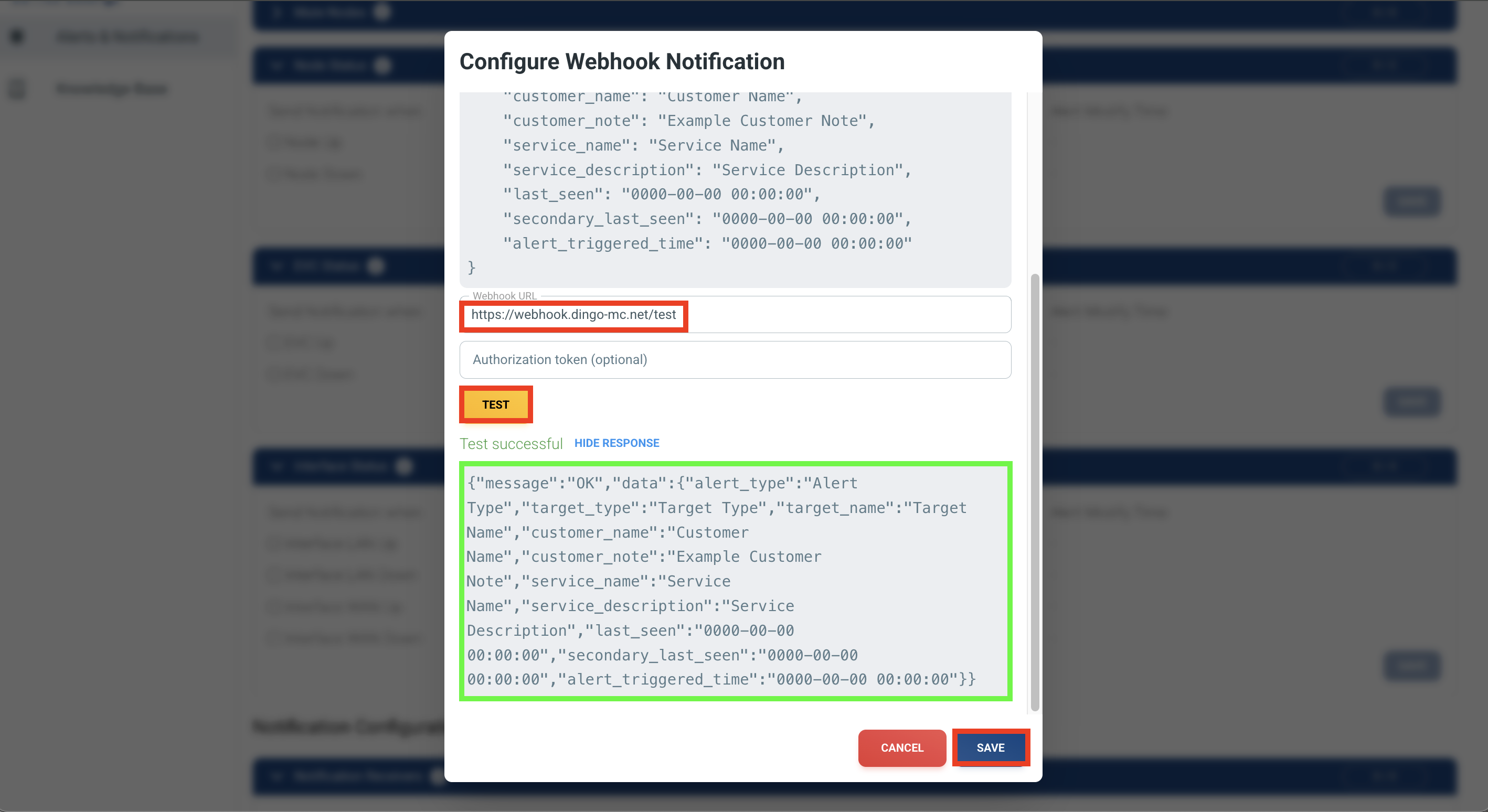 WiLine SD-WAN Webhook Respuesta Exitosa